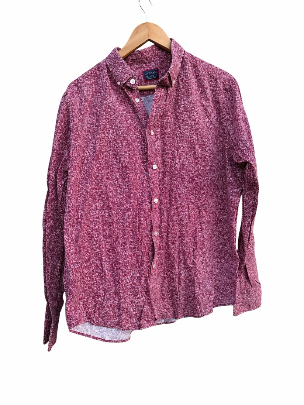 UNTuckIT red & white long sleeve button front shirt size large
